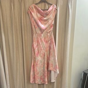 Asymmetrical ASTR Pink and Cream Mairyn Midi dress
